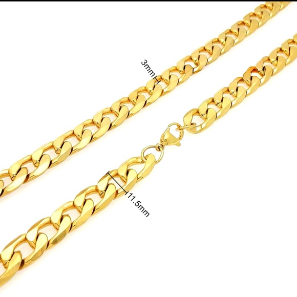 Gold Plated Cuban Link Chain Bracelet for Men Hip Hop Heavy Duty Stainless Steel - Picture 5 of 5